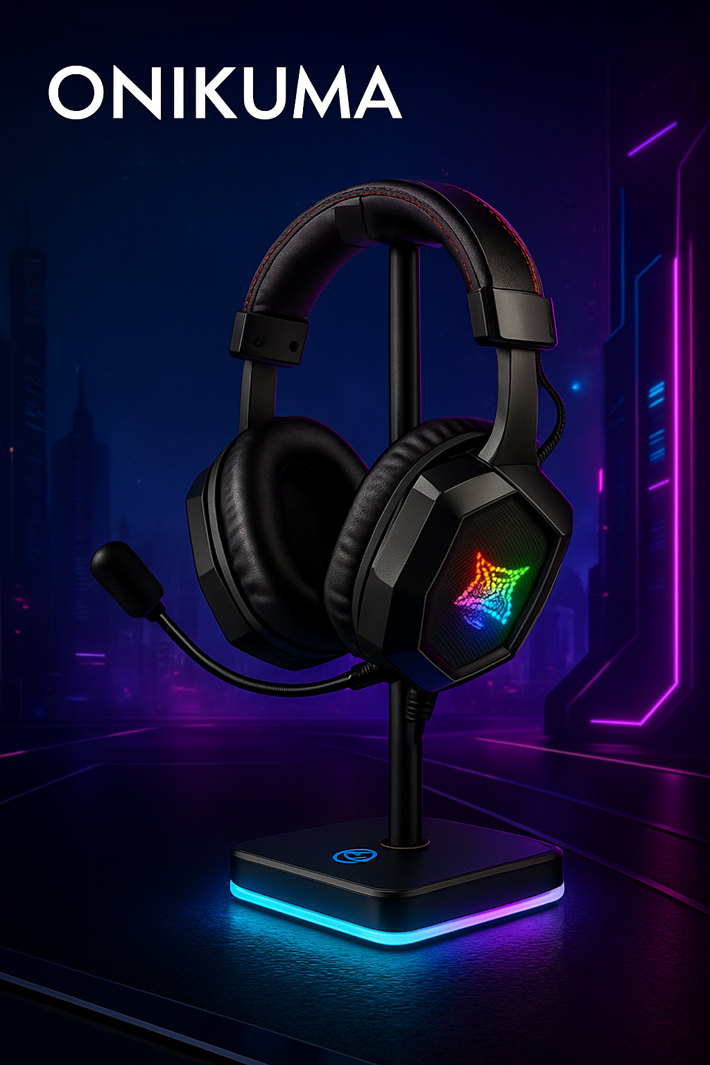 ONIKUMA K8 Wired Gaming Headphones with Flexible HD Mic RGB Lighting Effect Over-Ear Wired Headset Gamer for PC Gaming Xbox